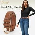 thumbnail image 2 of Women's Leather Belt for Jeans Pants Fashion Gold Buckle Ladies Dress Belt, 2 of 7