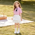 thumbnail image 6 of XAOFW Back To School Summer Girls Outfits With Short Sleeves Lapel Button Down Striped Tie Shirt And Pleated Skirts Two Piece Formal Sets Versatile Clothing Sets 2-3 Years, 6 of 9