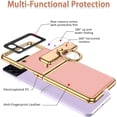 thumbnail image 3 of Cute Pink Case Compatible for Samsung Galaxy Z Flip 3 Hinged Case with Ring,360° Magnetic All-Inclusive Wireless Charging Leather Samsung Flip 3 Case Cover,Phone Case for Galaxy Z Flip 3 5G Case, 3 of 14