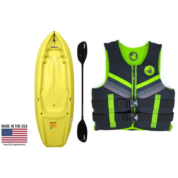 Lifetime Yellow Wave Youth Kayak and Body Glove Life Jacket Bundle