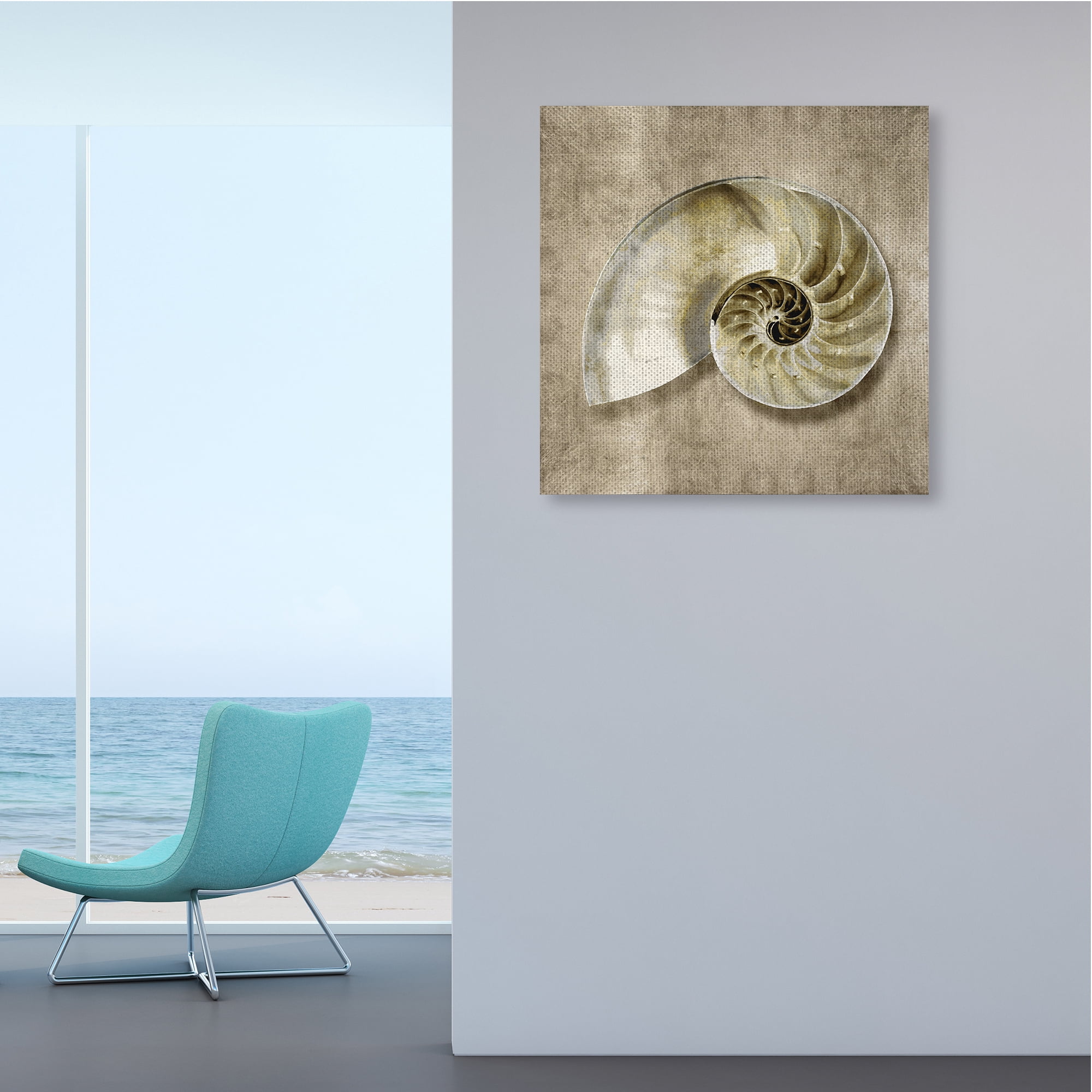 Stupell Industries Nautilus Shell Interior Intricate Animal Muted Neutral Nature Painting Gallery Wrapped Canvas Art Print Wall Art, 30 x 30