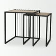 thumbnail image 4 of Mercana Miles Black Metal W/ Light Wood Nesting End/Side Table in Brown, 4 of 11
