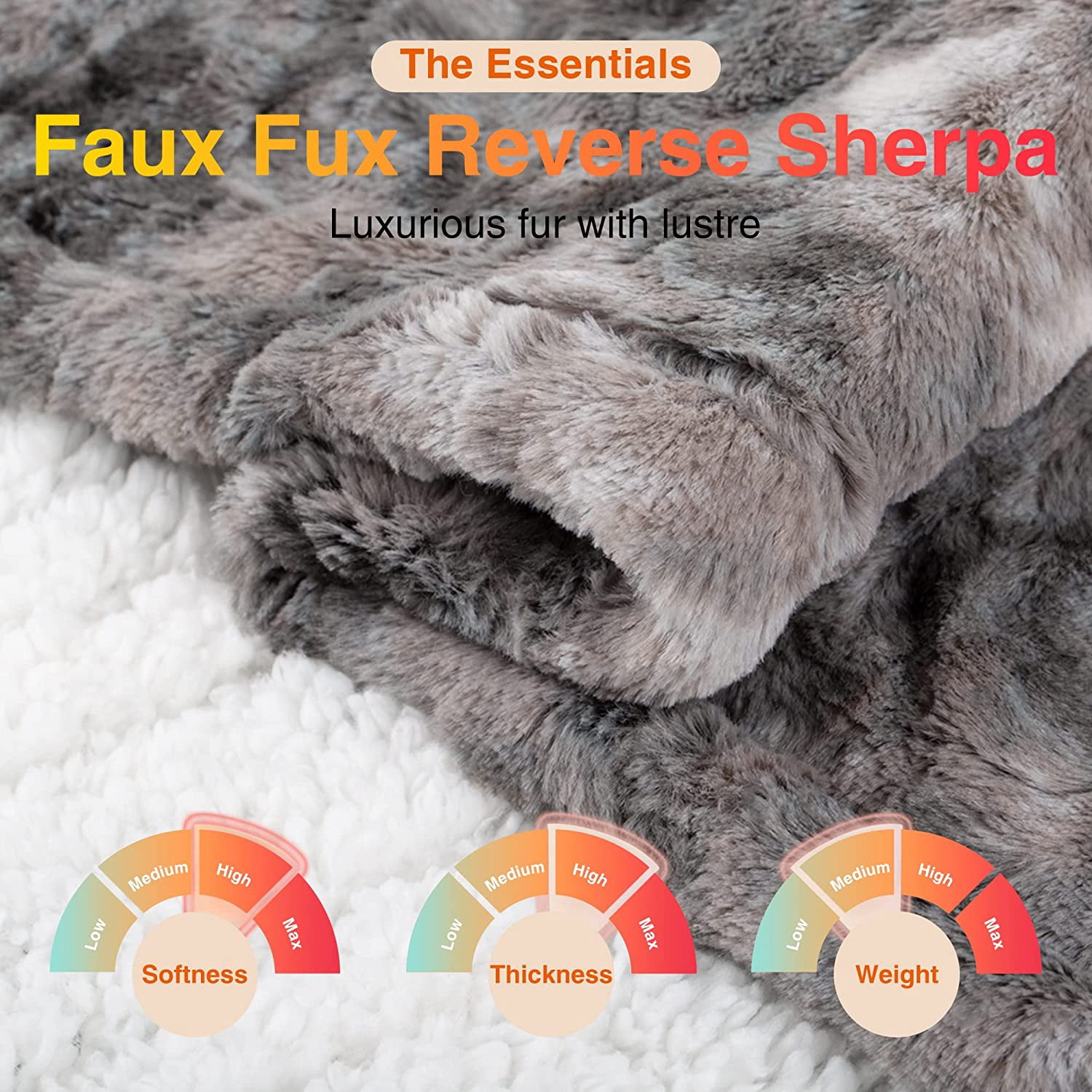 Sanmadrola Throw Blanket 60''x80'' Extra Large Luxury Faux Fur Plush Sherpa Extra Soft Fuzzy Fluffy Comfy Warm Blankets for Couch Sofa Bed Winter Twin Size Gray