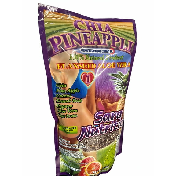 Sara Nutrition Chia Pineapple Flaxseed Aloe Vera- Chia Piña Linaza Savila-14 oz
