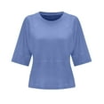 thumbnail image 4 of PATLOLLAV Basic Tops,Womens Summer Crewneck 3/4 Sleeve Tshirts Solid Color Loose Fit Blouses, 4 of 5