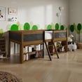 thumbnail image 2 of Castle Place  Modern Twin Loft Bed with Storage Rack, Walnut, 2 of 12