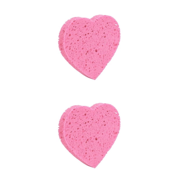 Soidarity Paquete de 10 esponjas de limpieza de la piel esponja de celulosa de limpieza profunda esponjas de limpieza facial en forma de corazón Rosa 2piezas Soidarity CBP194778