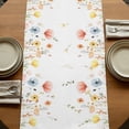 thumbnail image 5 of Watercolor Wildflowers 90 Inch Table Runner, Farmhouse Botanical Floral Herbs Farmhouse Dresser Scarf Cotton & Linen Tablerunner for Dining/Kitchen Island/Holiday Party Décor 13" x 90", 5 of 9