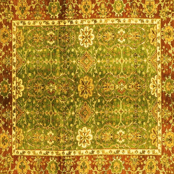 Ahgly Company Indoor Square Oriental Yellow Traditional Area Rugs, 3' Square
