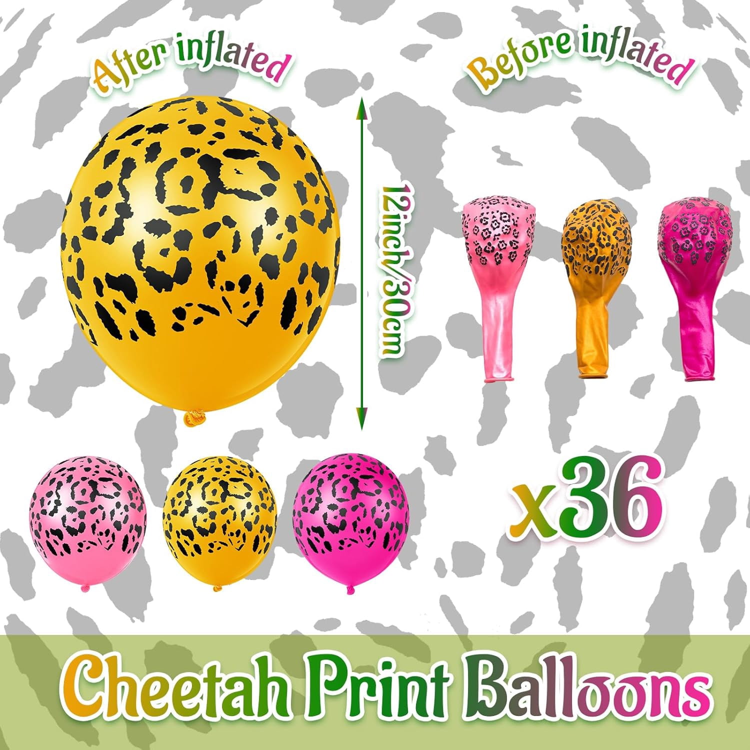 Yellow Leopard Print Balloons Latex 12 Count, Cheetah Birthday Theme...