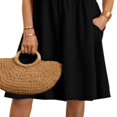 thumbnail image 4 of CHOK Women Short Sleeve A-Line Short Casual Pockets Linen Dress, 4 of 4
