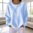 thumbnail image 5 of Women's Comfortable Long Sleeve Round Neck T-Shirt Blouse Top Solid Color Casual Daily Wear Loose Fit Soft Breathable Fashion Essential Gift for Women | CSEONE,Light Blue XL, 5 of 9