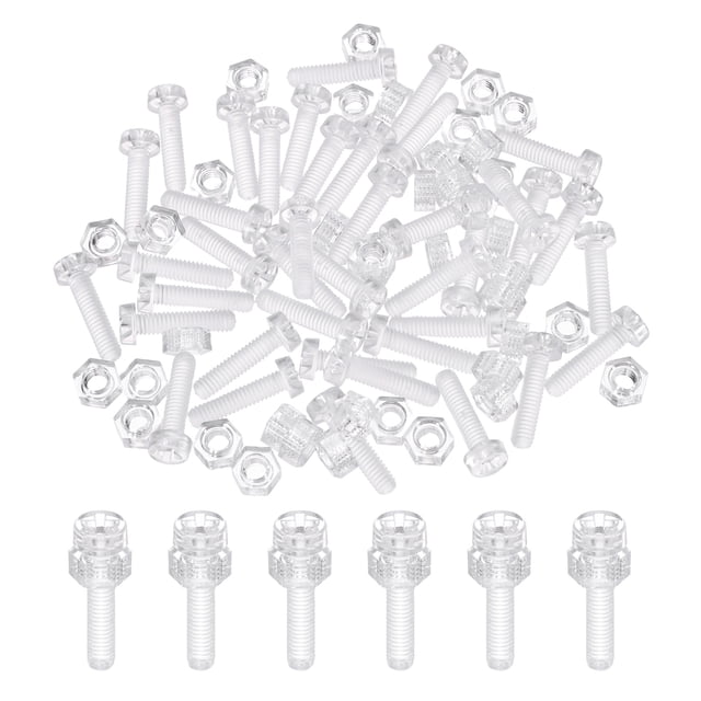 Uxcell 40 Set M4x16mm Clear Acrylic Phillips Round Head Screws with Hex Nuts Kit