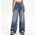 thumbnail image 2 of Yangnuo Women High Waist Pleated Gradient Washed Wide Leg Jeans Loose Fit Casual Denim Long Pants With Pockets, 2 of 5