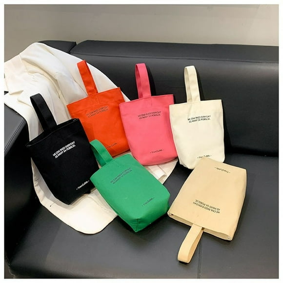 WIFKLSIIPG Tote Canvas Bag Colorful Mini Portable Canvas Bag Cute Handbag(White)