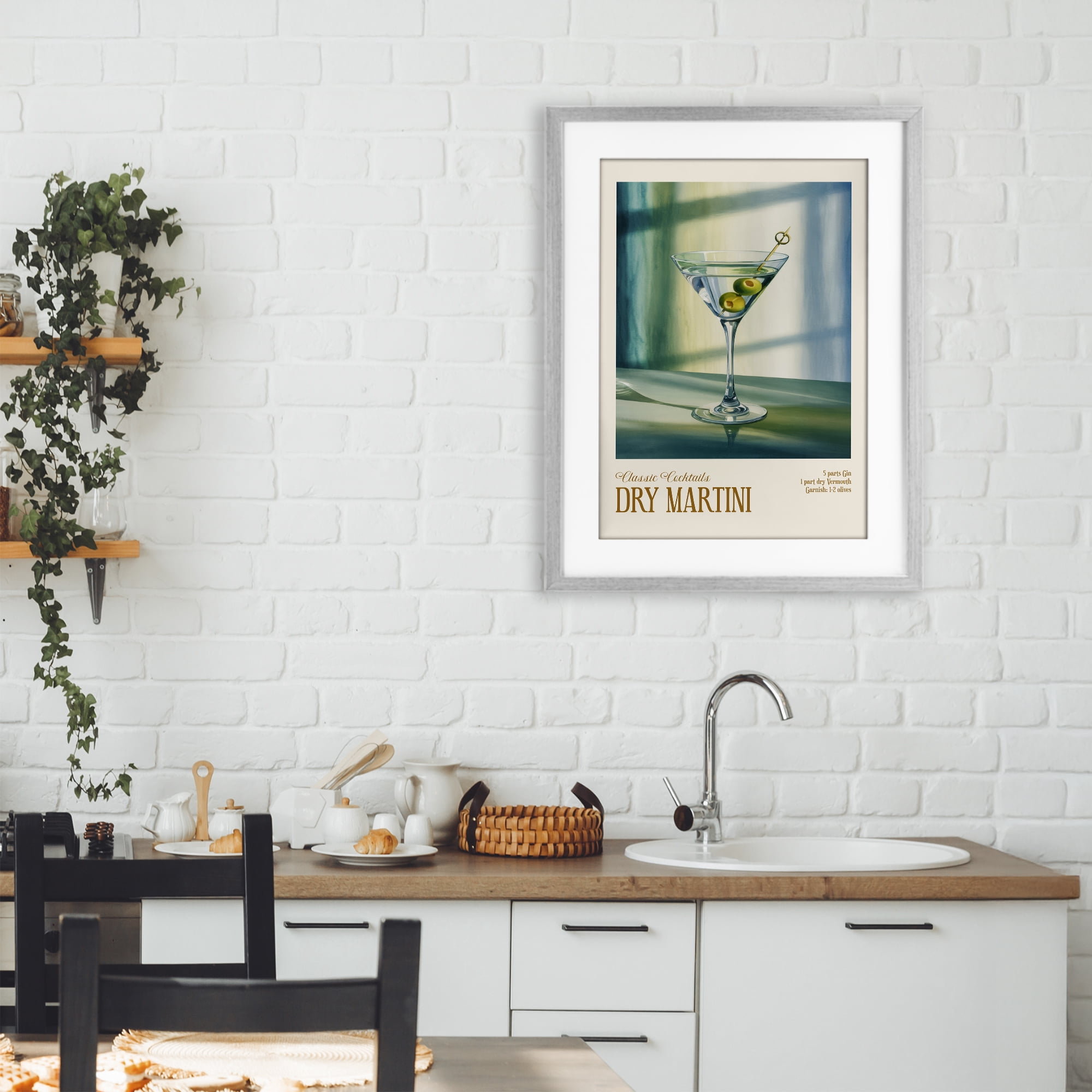 Stupell Industries Dry Martini on Surface Gray Framed Print Under Glass, design by Andreas Magnusson