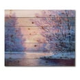 thumbnail image 3 of Designart 'The River Original With Winter Landscape' Lake House Print on Natural Pine Wood, 3 of 5