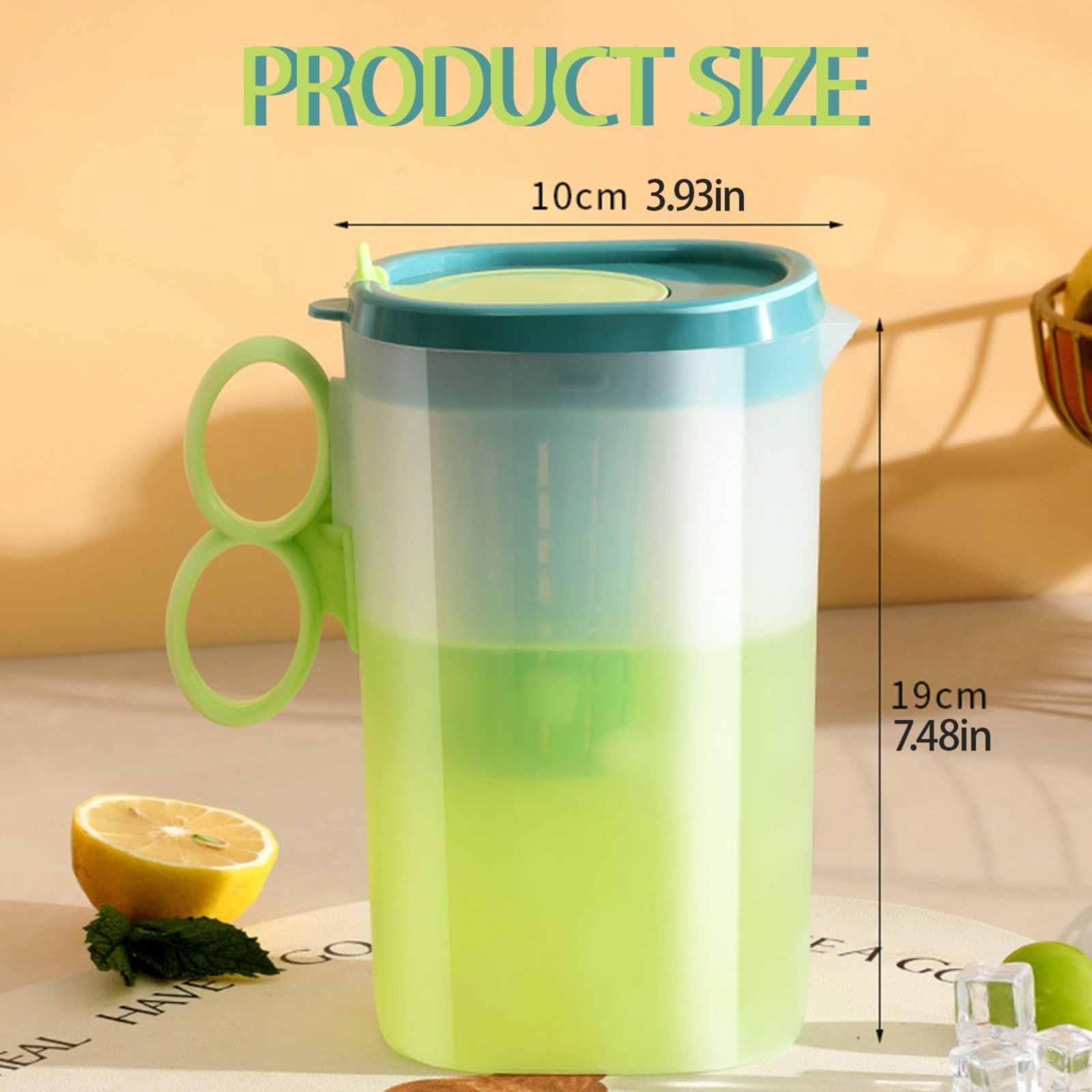 Pichet à Jus Avec Couvercle 1,5L Ou 2L - En Plastique Alimentaire, Pour Réfrigérateur, Thé Glacé, Eau Fruitée