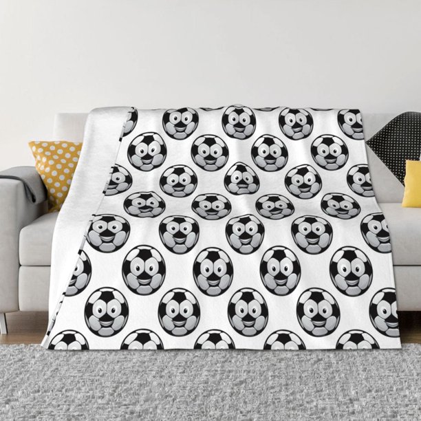 Fotbe Happy Soccer Manta de Franela con Estampado, Manta Ultrasuave para Cama, Sofá, Auto, Hipoalergénica y Antibolitas-40"x30"