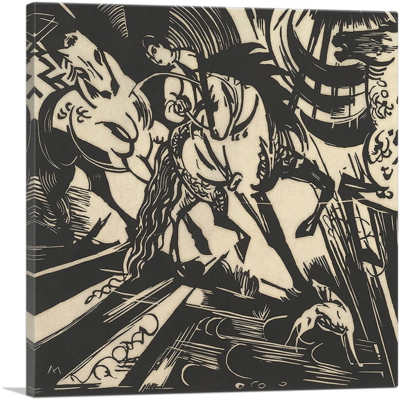 ARTCANVAS The Riding School 1913 Canvas Art Print by Franz Marc - Size: 18" x 18" (0.75" Deep)