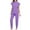 Purple, variant on Hueook Womens Sweatsuits 2 Piece Set Women's Solid Color Casual Nurse Protective Uniform Short Sleeved Round Neck Shirt Set Black S