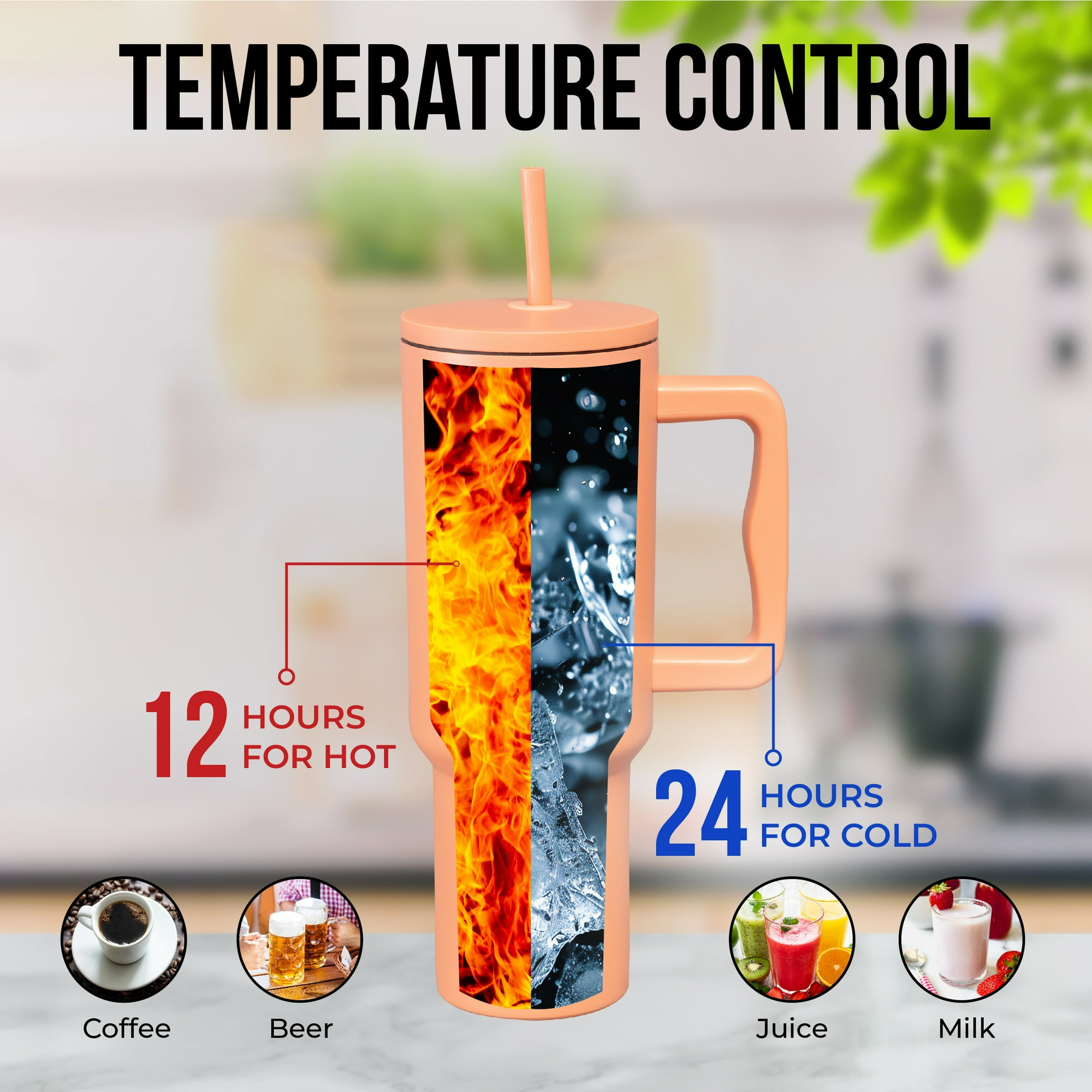 Gobelet De 591 Ml Avec Poignée, Couvercles Et Paille, Tasse à Café Isotherme En Acier Inoxydable, Garde Les Boissons Froides Jusqu'à 12 Heures, S'adapte Au Porte-gobelet De Voiture, 100 % étanche, Thé