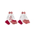 thumbnail image 2 of Loicainy Infant Baby Girl Christmas Outfit 3 6 9 12 18 Months Letters Romper with Plaid Shorts Headband Socks Clothes Set, 2 of 9