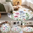 thumbnail image 5 of Round Area Rug 3.3 Ft, Spring Floral Washable Non-Slip Circle Carpet for Living Room/Bedroom, Pink Blue Flowers Botanical Butterflies Low-Profile Small Kitchen Mats Collection Rugs for Indoor, 5 of 7