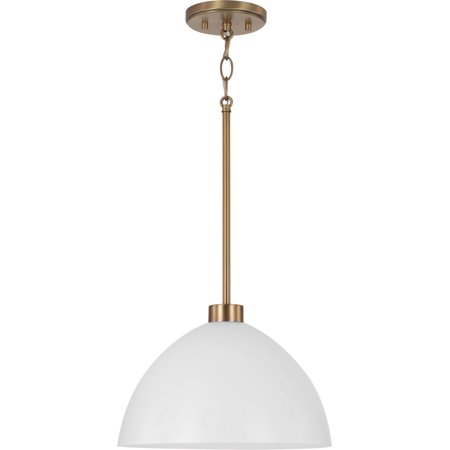 

1 Light Pendant in Modern Style-8.75 Inches Tall and 13 Inches Wide-Aged Brass/White Finish