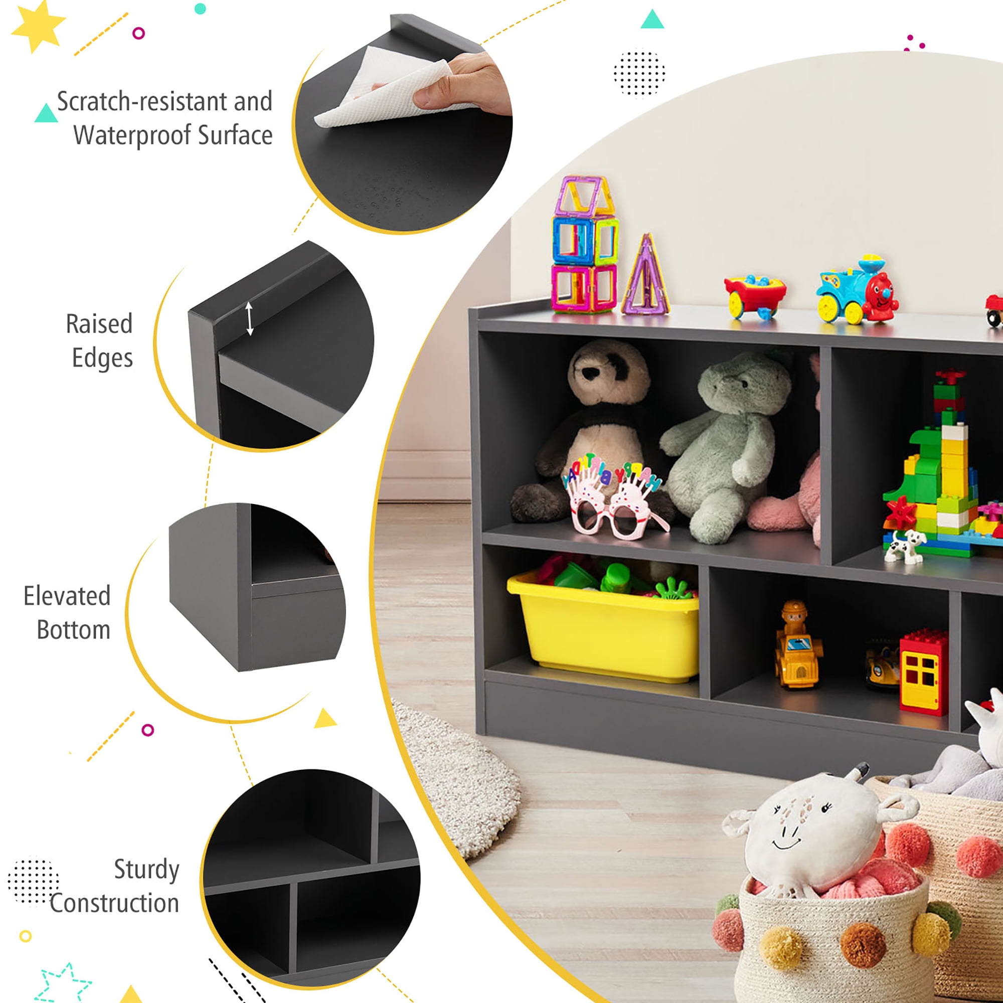 COSTWAY Librería para Niños y Organizador Juguetes, Mueble de 5 Cubos para  Ordenar Juguetes Muñecas y Libros, Estante de Madera con 5 Compartimientos  para Cuarto de Juegos (Natural) : : Hogar y cocina