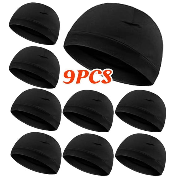9-Pack Cooling Skull Cap Set - Lightweight Sweat Wicking Head Caps for Running, Cycling & Sports, Helmet Liner for Men & Women