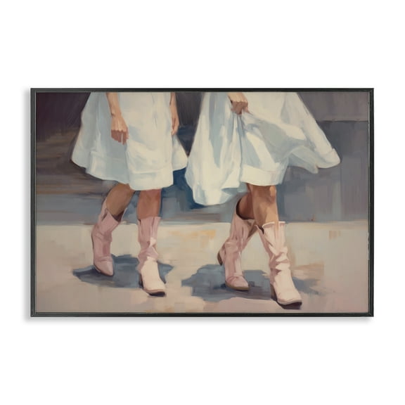 Stupell Industries Friends with Cowgirl Boots People Painting Black Framed Art Print Wall Art, 18 x 12