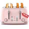 thumbnail image 1 of Mueller Retro Toaster 4 Slice with Extra Wide Slots Bagel, Defrost, Reheat, Cancel Function, 6 Browning Levels, Dual Independent Control Panel, Removable Crumb Tray and High Lift Lever, Pink, 1 of 5