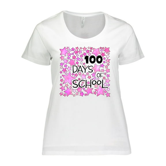 Inktastic 100 Days of School Stars in Pink Women's Plus Size T-Shirt