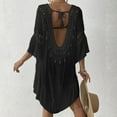 thumbnail image 7 of zaveiop Womens Swimsuits Cover ups Crochet Chiffon Beach Cover Bathing Suit Bikini Wear Coverups Dress (Black, One Size), 7 of 7