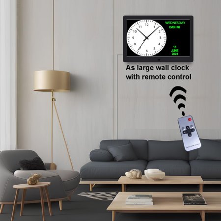 Digital Clock with Date and Day of Week for Elderly - 12 Alarms Medication Reminder Dementia Clock with Large Display (10.1 inch Black)