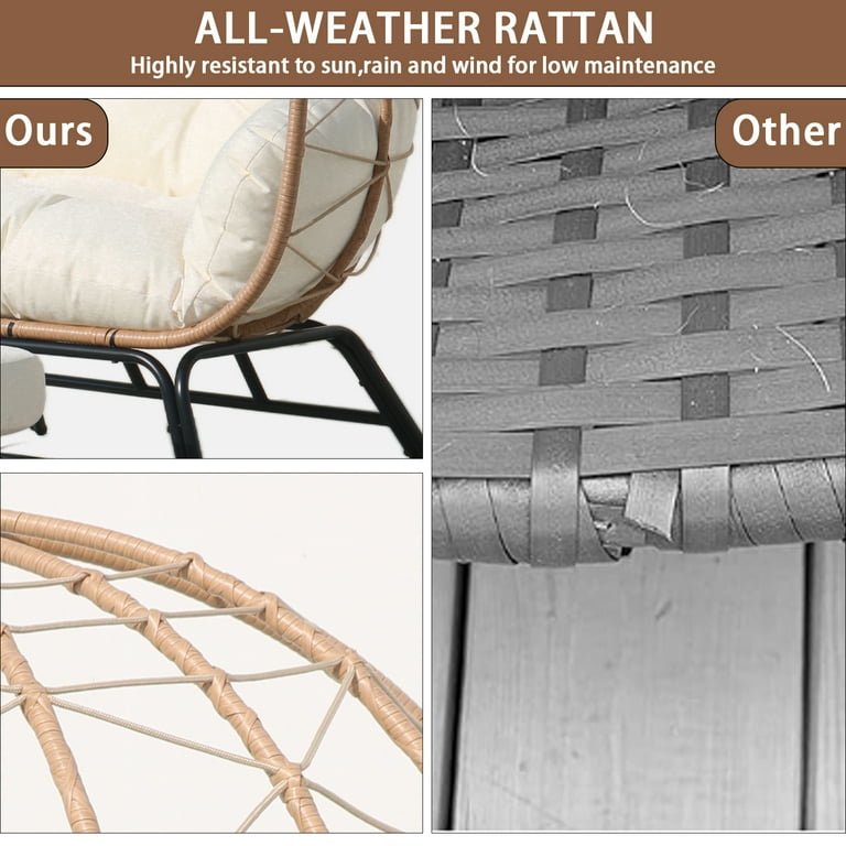 FKSLIFE 2Person Wicker Egg Chair, Rattan Stationary-footrest FKSLIFE 2Person Wicker Egg Chair, Rattan Stationary-footrest