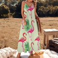 thumbnail image 2 of Flamingo Pattern Fine Art Sleeveless Dress Summer Dress Woman 2025, 2 of 7