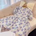 thumbnail image 5 of LYMAYTER Kids Girls Printed Dresses Toddler Short Sleeve Party Princess Dress Baby Summer Sundress for 2-7 Years, 5 of 6