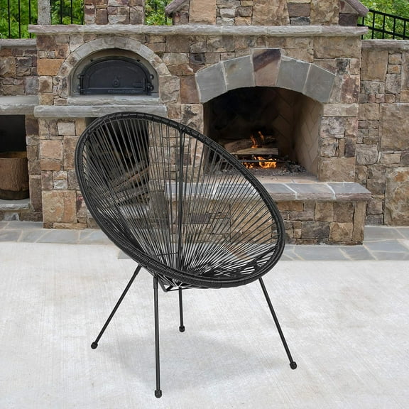 VibrantEcho Black Papasan Bungee Lounge Chair