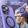 thumbnail image 4 of Dteck for iPhone 15 Pro Max Case with Magnetic Ring Stand, Compatible with MagSafe, Frosted Translucent Slim Phone Grip Cover,Light Purple, 4 of 6