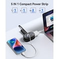 thumbnail image 5 of ORICO Pocket Power Strip for Travel, 5 in 1 Extension Cord with 2 AC Outlets 2 USB-A and 1 USB-C Ports, 3.7 ft Flat Plug Wrapped Around Power Strip for Cruise Office, Hotel, Home(Black), 5 of 8