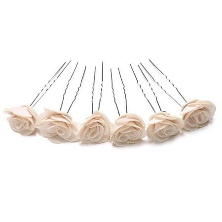6pcs Rose Flower Waved U Shaped Hair Pins Grips Bobby Pin Salon