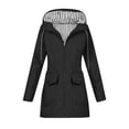 thumbnail image 3 of Women's Waterproof Windproof Rain Jacket Hooded Loose Fit Coat With Pocket Outdoor Casual Jacket Raincoat for Hiking Travel | CSEONE,Black XL, 3 of 9