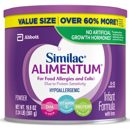 Similac Alimentum Hypoallergenic Infant Formula for Food Allergies and Colic, Baby Formula, Value Size Powder, 19.8 (Best Formula Milk For Colic Babies)
