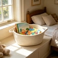 thumbnail image 4 of 1-4PC Small Beige Basket with Handles Woven Rope Storage Basket for Gifts Empty Decorative Toy Basket Bin for Bathroom Closet Shelf Organizer 12x8x5 Inch, 4 of 7