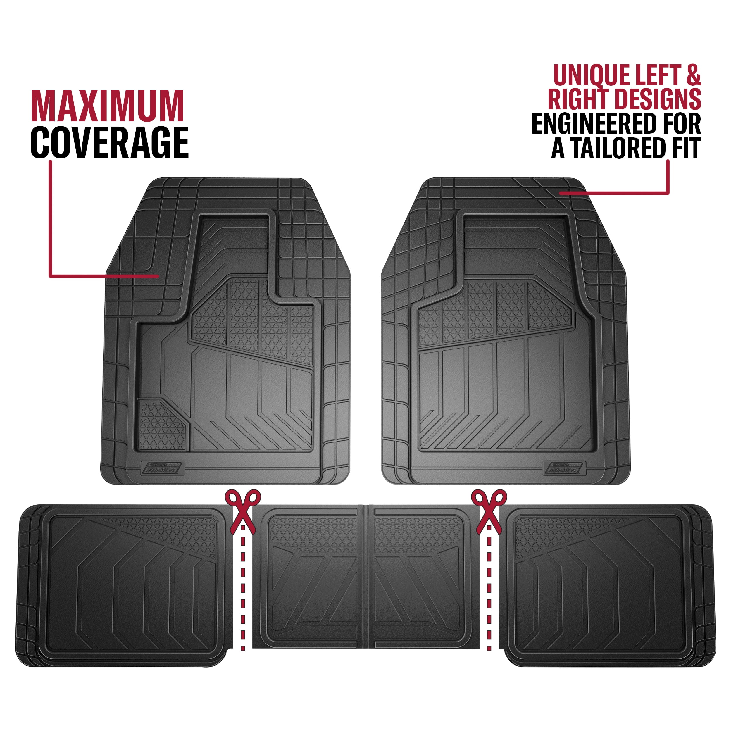 Genuine Dickies 4 Piece Heavy Duty All Weather Floor Mats Black, 80333wdi, Size: 4 Piece Set