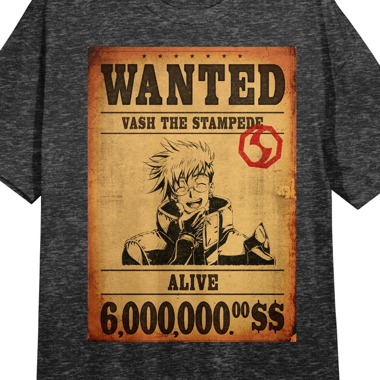 Trigun Stampede Vash Wanted Poster Crew Neck Short Sleeve Black