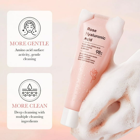 cleasing milk Rose Infusion Cleanser 100g | Double Cleanser Vegan Hydrating Foaming Cleanser for Dry Skin | with Damask And Rose Oil 100ml Clearance Sale