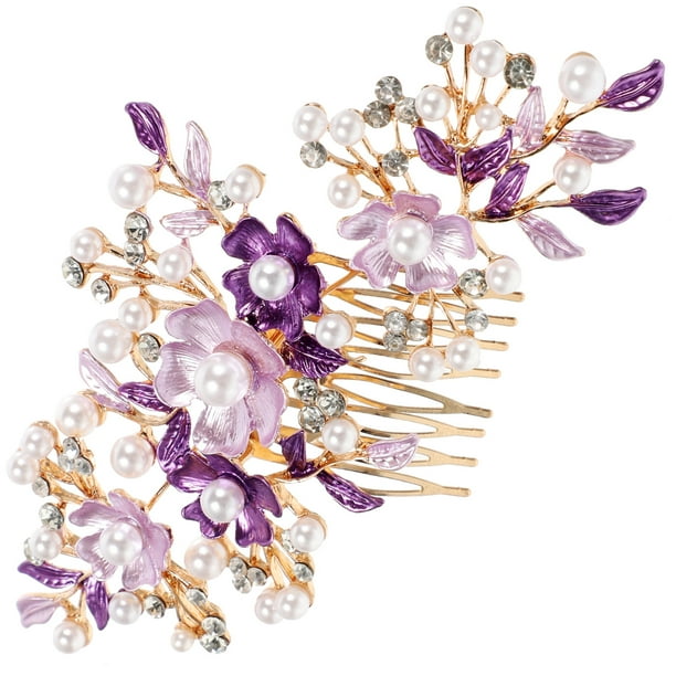 Peineta de perlas para boda, horquilla de flores para novia, pinza para el cabello con flores para novia